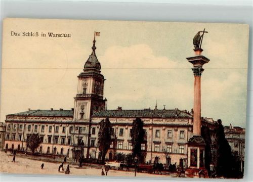 Warschau 1916 Schloss Denkmal Säule Feldpost WK I XVII. Res. Komp.