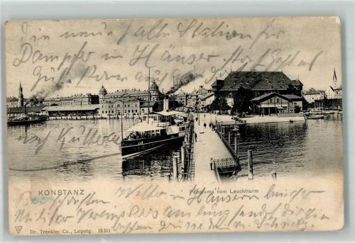 Konstanz 1908 Raddampfer Landungsbrücke Leuchtturm Dr. Trenkler Co. 16311