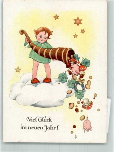 Verlah LWKW EG 3021 Engel Füllhorn mit Glücksbringer Pilz Hufeisen Neujahr