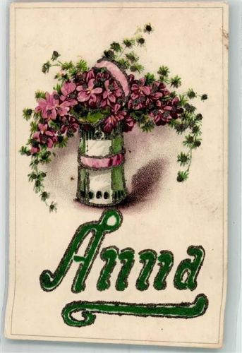 1917 Scan verzogen mit Glimmer/Glitzerauflage Veilchen Name auf AK HWB Nr.1462