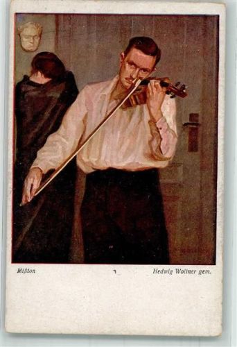 sign. Wollner, Hedwig Mißton Mann spielt traurig auf der Violine Verlag Wiener Kunst B.K.W.I. Nr. 1920