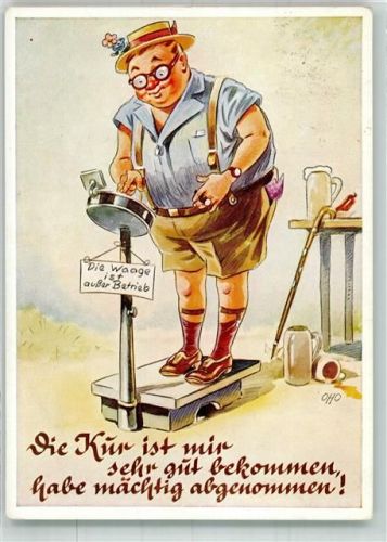 1957 sign.Oho Waage Bier Humor Verlag Lengauer 3109