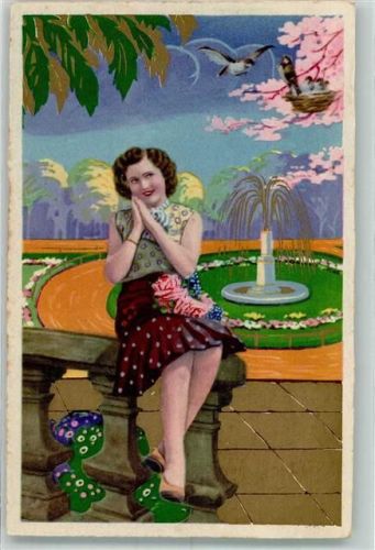 Brunnen Vögel Frau Verlag Amag 0371