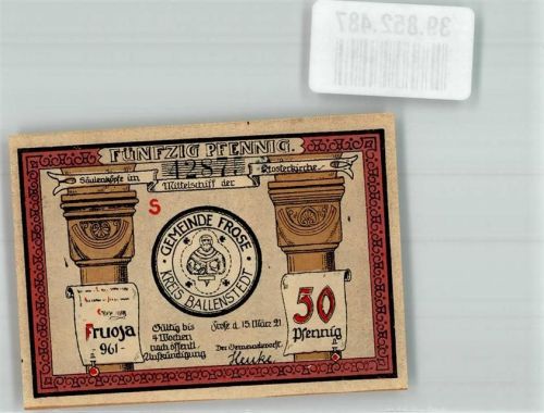 Frose 1921 50 Pfennig S Nr. 42875 Turmfenster d. Klosterkirche