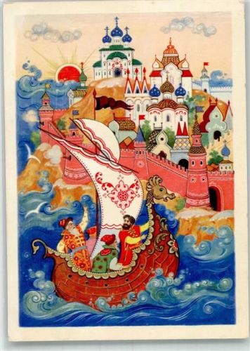 Der Zar Saltan sign. Bokarev K. Segelschiff
