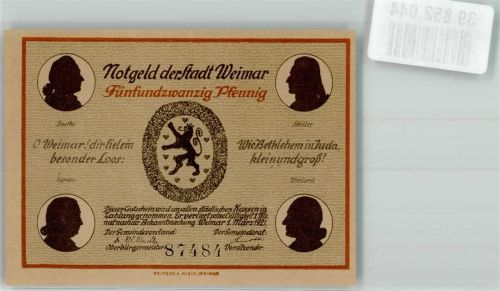 Weimar 25 Pfennig Gutschein Nr. 87484 Die Herder Stadt Kirche