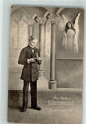 1916 Junger Mann mit einer Bibel Engel Schutzengel