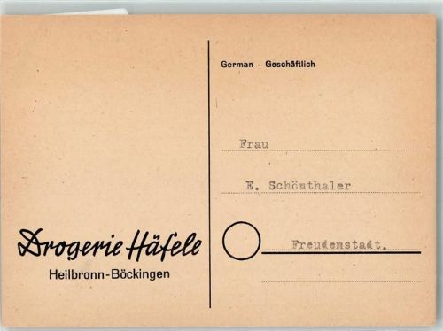 Böckingen 1957 Geschäft Drogerie Häfele keine AK