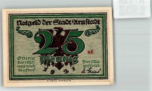 Arnstadt 1921 25 Pfennig st Rathaus