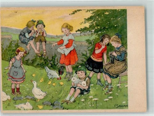Kinder Gänse Hasen Hühner Stricken Beck Karte Nr.112