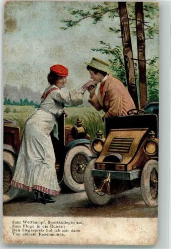 1900 Nr. 662 Poesie / Liebe Automobil Vers Handkuss