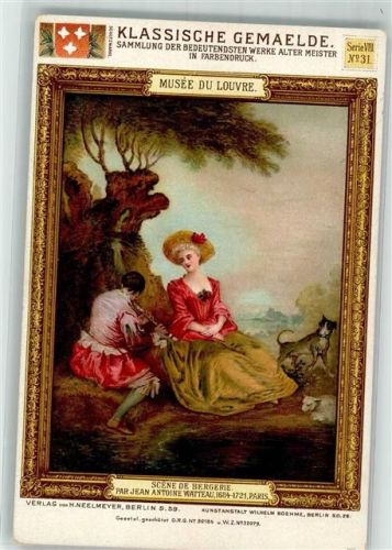 Frau Hund Scene de Bergerie von Jean Antoine Watteau Klassische Gemälde Serie VIII Nr,31