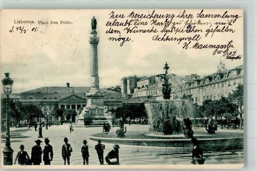 Lisboa 1901 Place Don Pedro Denkmal Säule
