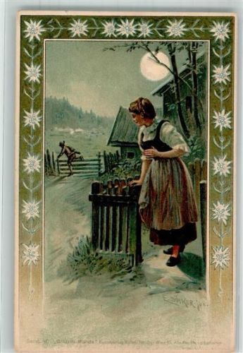 1899 Poesie / Liebe Serie 40 Unter dem Mond Edelweiß