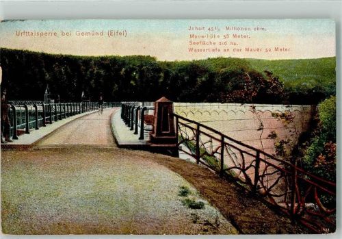 Gemünd 1907 Urfttalsperre Sperrmauer Verlag Wilhelm Lenz