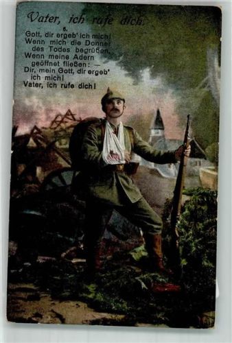 Verwundeten Landser in Uniform betet zu Gott WK I Fotostudioaufnahme Christliche Propaganda