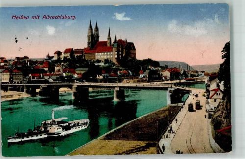 Meißen 1917 Albrechtsburg Dom Raddampfer