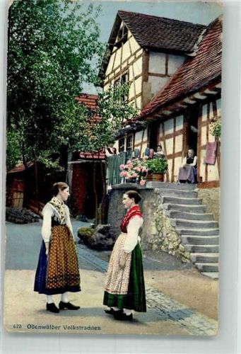 1913 Odenwälder Volkstrachten Nr. 672 Verlag Lehrmittelanstalt Ehrhard Bensheim