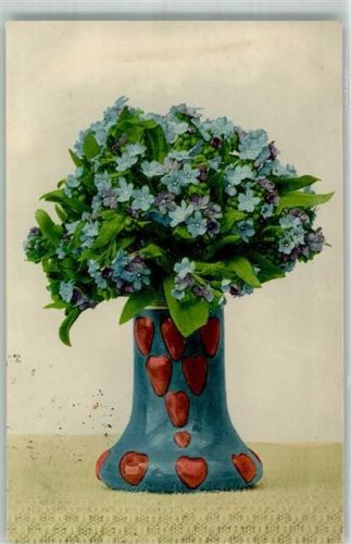 1915 Vase mit Vergissmeinnicht Verlag Martin Rommel Farbenlichtdruck Nr. 850