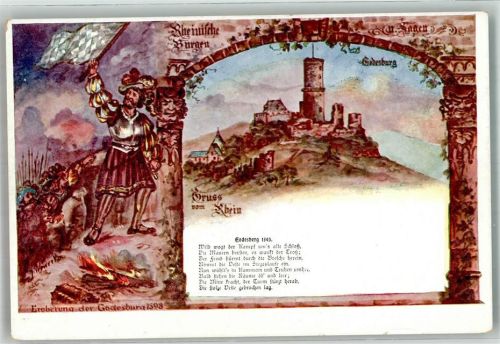 53111 W5300 Bad Godesberg Lithographie / Künstlerkarte sign. Wewerka, J. Schloss Godesburg