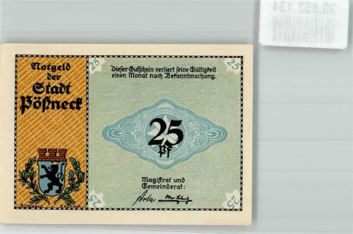 Pößneck 25 Pf. Gutschein Rotationsdruckmaschine