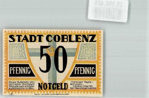 Koblenz 1921 50 Pfennig Gutschein