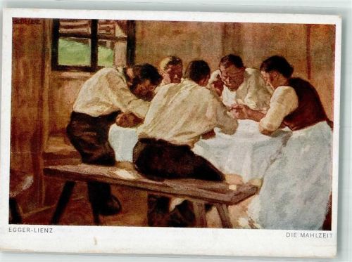 sign. Egger- Lienz Die Mahlzeit Ludwig Möller Kunstverlag Nr. 43