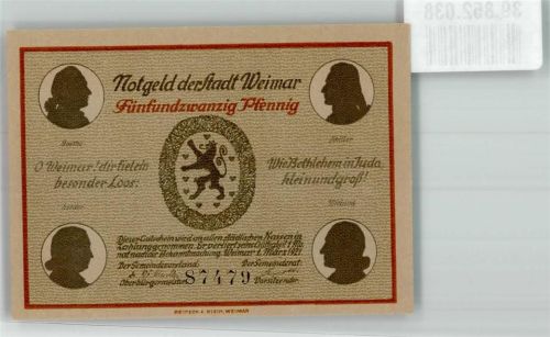 Weimar 25 Pfennig Gutschein Nr. 87479 In alter Zeit