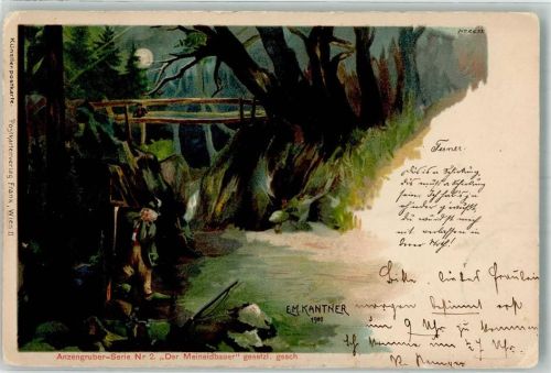 1900 sign. Kantner E.M. Anzengruber-Serie Nr. 2 Der Meineidbauer Postkartenverlag Frank No. 2233