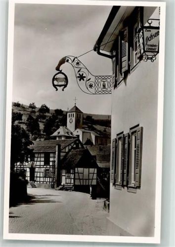 Langenbrand Gasthaus und Metzgerei zum Ochsen Zunftzeichen Kirche