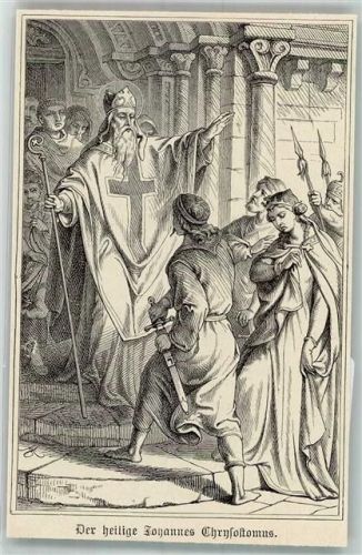 Stahlstich um 1880, der heilige Johannes Chrysostomus Erzbischof