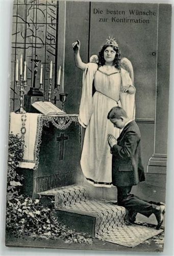 Altar Engel Kind im Gebet Konfirmation 1916
