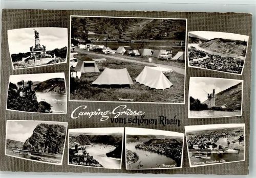 Bingen Campingplatz am Rhein Niederwalddenkmal Burg Rheinstein Loreley Burg Katz Boppard Koblenz Mäuseturm Fotograf Pallmann Nr. 650