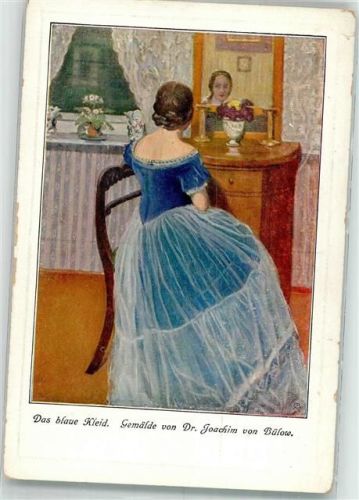sign. v. Bülow Joachim Dr. Das blaue Kleid Frau 1911