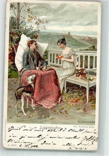 1902 sign. Bachrach-Baree Em. Liebeshoffen Frau Windhund Verlag Lautz u. Isenbeck A. 20222