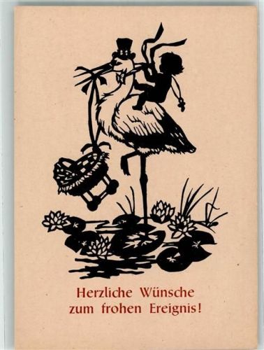 Storch Baby Geburt Seerosen Scherenschnitt Verlag Kerl Nr.188