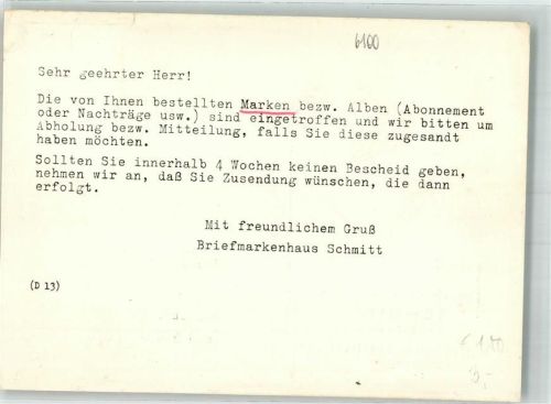 Eberstadt Geschäftskorrespondenz Briefmarkenhaus Schmitt