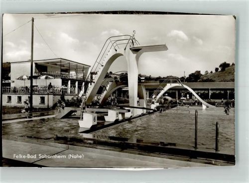 Sobernheim Schwimmbad Foto AK beschnitten
