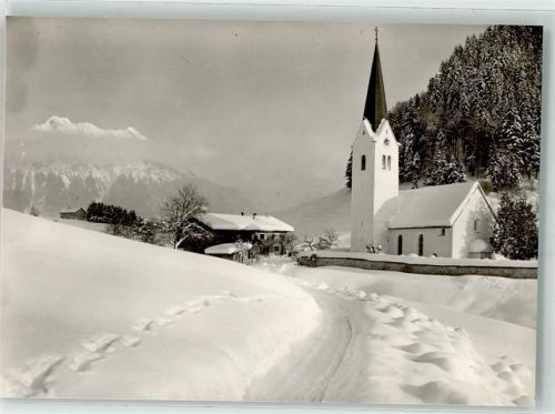 87561 W8980 Tiefenbach b Oberstdorf Foto AK Kirche Pension Lassmann Winter