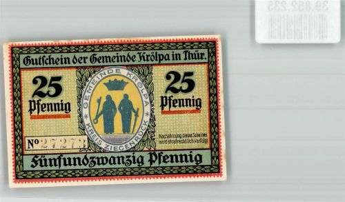 Krölpa 1921 25 Pfennig Gutschein No. 27273