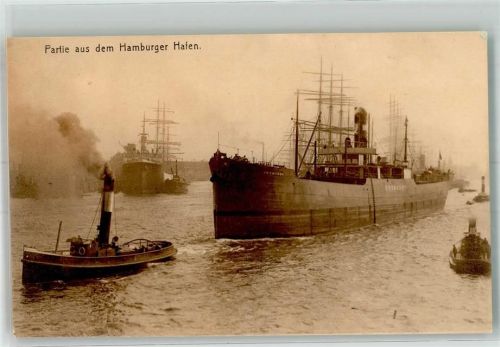 Hamburg Knackstedt & Näther Lichtdruck Dampfpinassen Schlepper Frachtschiff