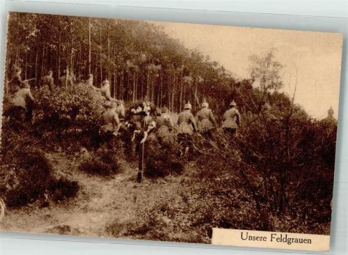 1915 Landser in Uniform passieren das Grab eines Kameraden auf dem Vormarsch Feldpost WK I Bayer. 6. Res.-Div.