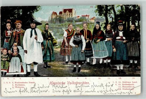1905 Volkstrachten Frauen Kinder Lithographie