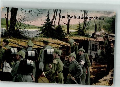 1916 Landser in Uniform mit Trommler machen sich zum Angriff bereit Rotes Kreuz M.B.L. 1492 Feldpost 3. Inf.-Regt. Augsburg