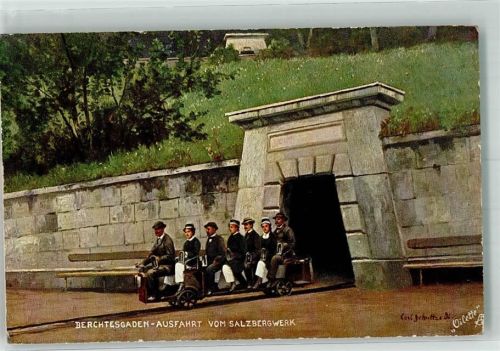 Berchtesgaden Ausfahrt vom Salzbergwerg sign. Schrittze Carl Tucks Oilette Nr.688B