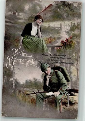 1916 Frau Soldat Spruch Tief im Böhmerwald LP Nr.5872-VI Feldpost WK I