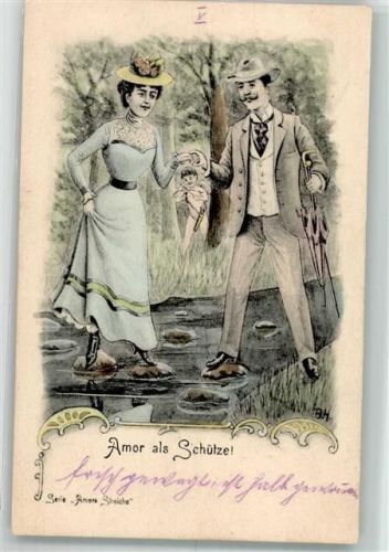 1902 Gentlemen Amor als Schütze sign.B.H. Verlag K.V.i.B. Dess 652