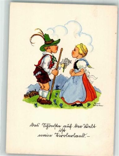 sign. Liesel Lauterborn Kinder Tirolertracht Verlag P.M.B. Serie 72/8