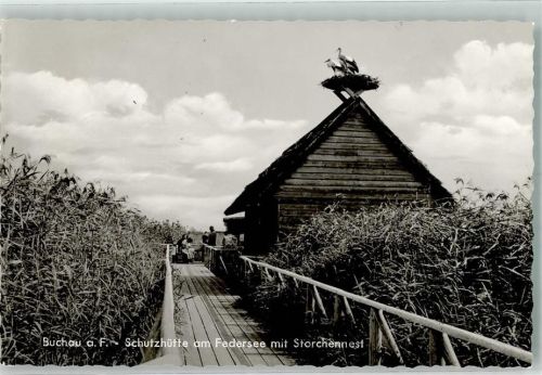 Bad Buchau Federseesteg Storchennest Ort handschriftlich Foto Original aus Archiv eines Ansichtskartenverlags