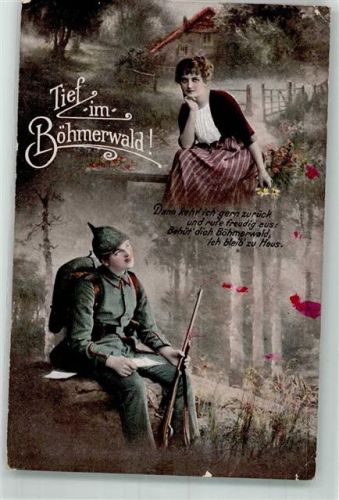 1916 Frau Soldat Spruch Tief im Böhmerwald LP Nr.5872-II Feldpost WK I